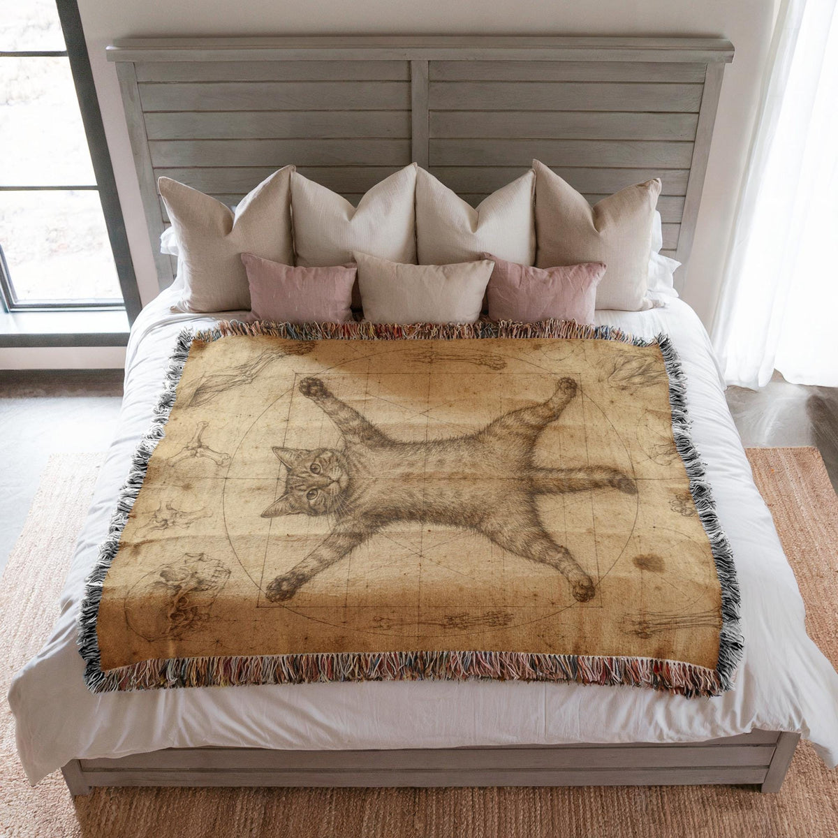 Vitruvian Cat Woven Blanket