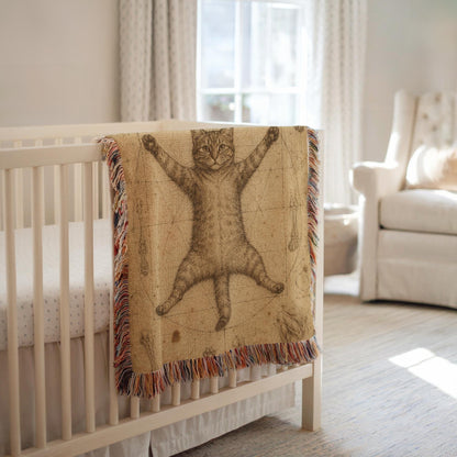 Vitruvian Cat Woven Blanket