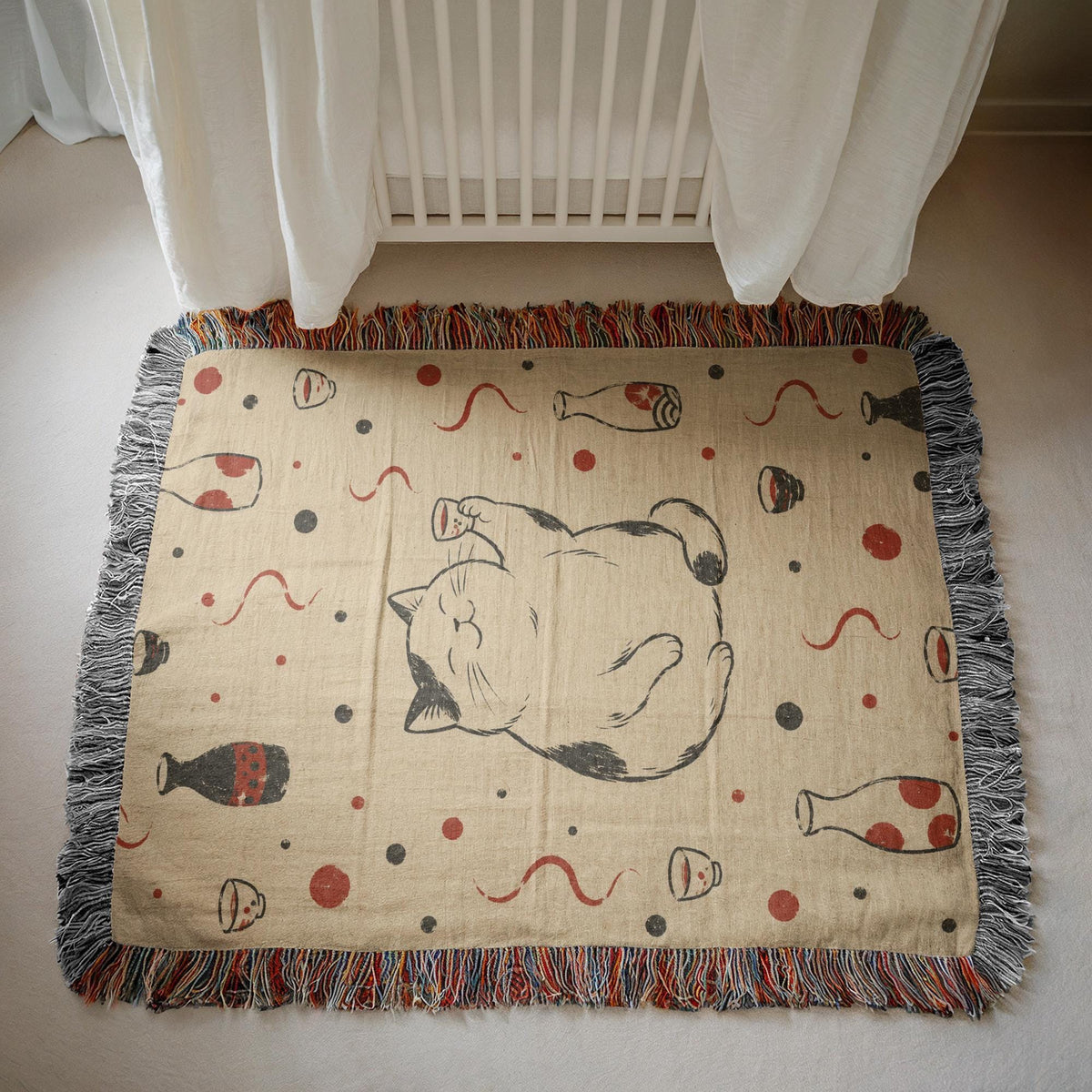 Sake Cat Woven Blanket