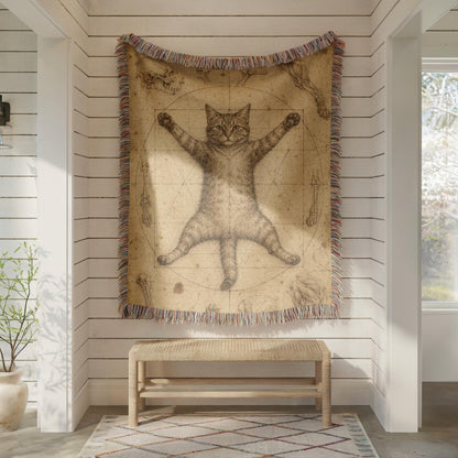 Vitruvian Cat Woven Blanket