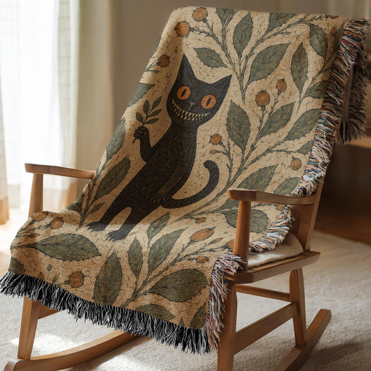 Black Cat Woven Blanket