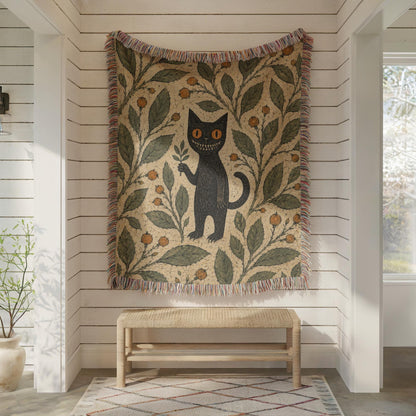 Black Cat Woven Blanket