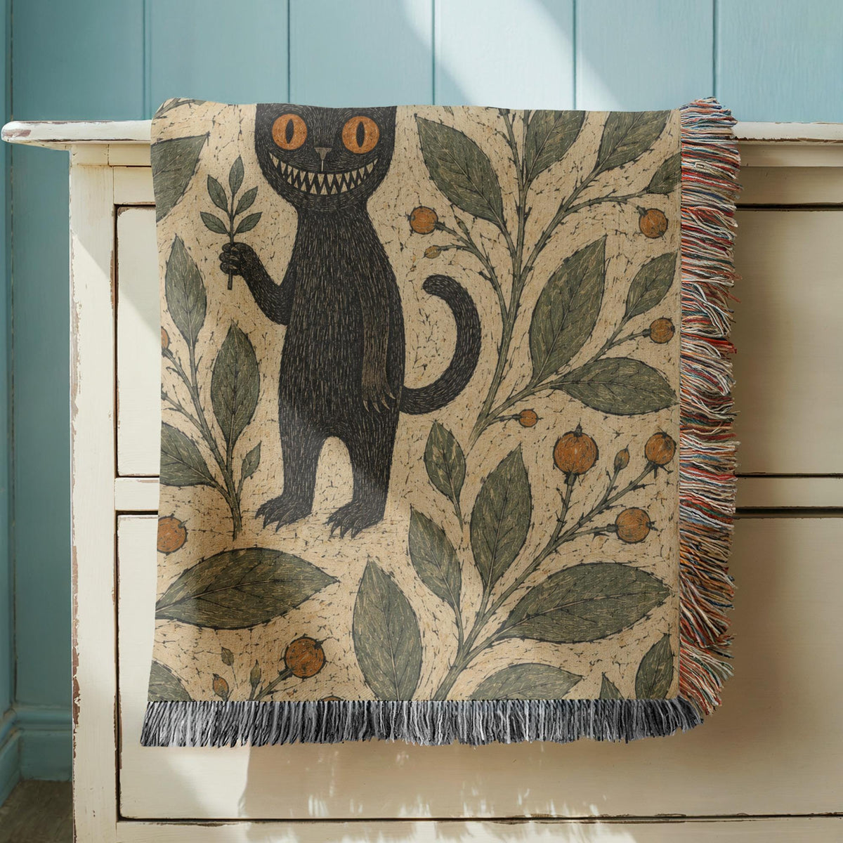 Black Cat Woven Blanket