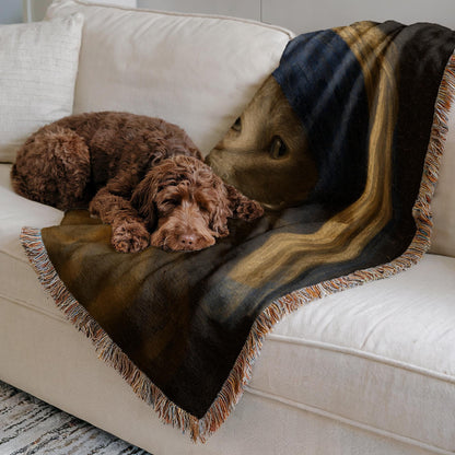 Girl with a Pearl Earring Cat Woven Blanket