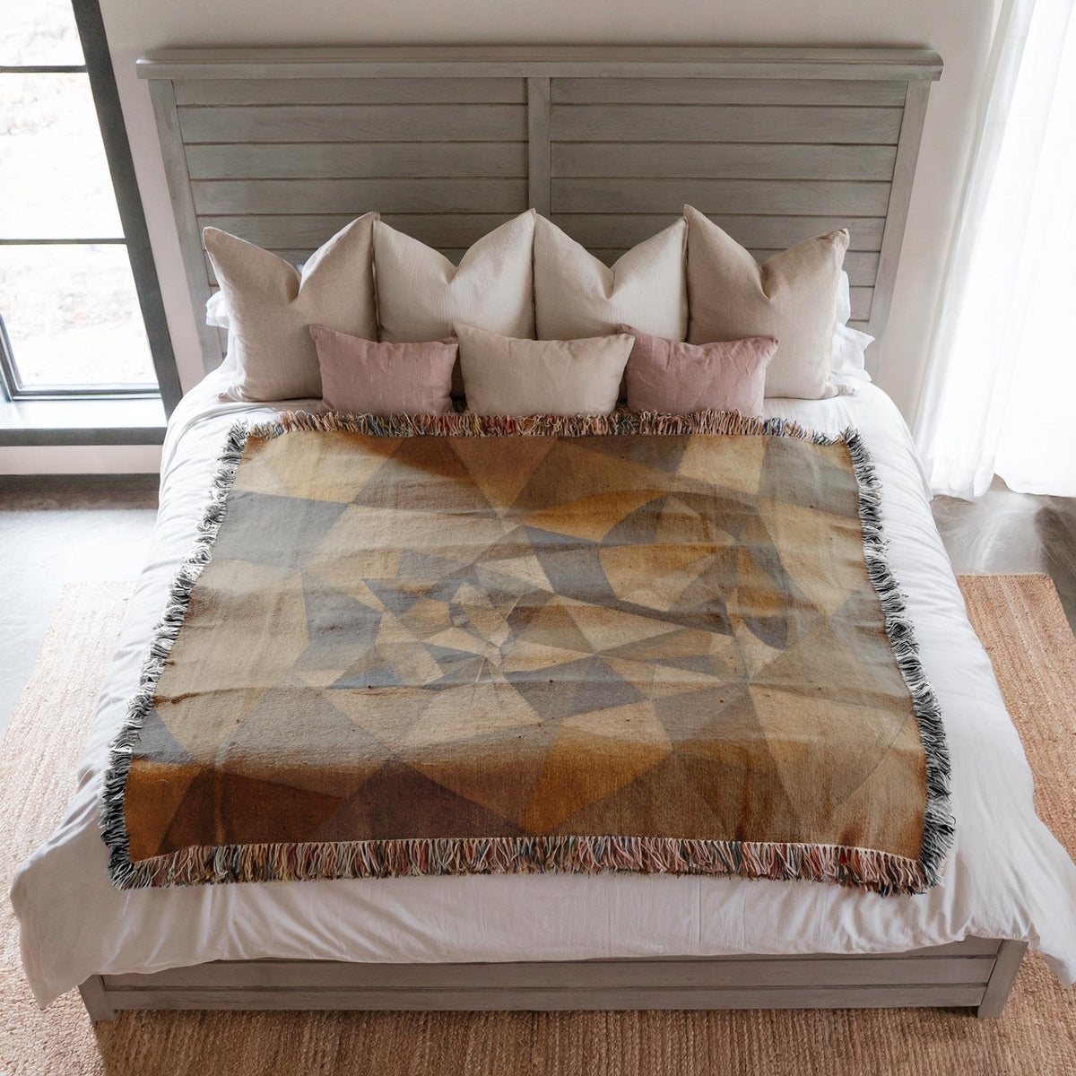 Geometric Cat Woven Blanket