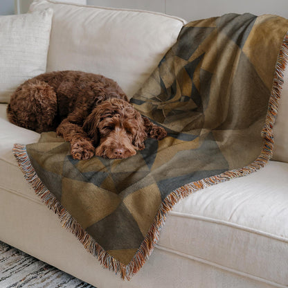 Geometric Cat Woven Blanket