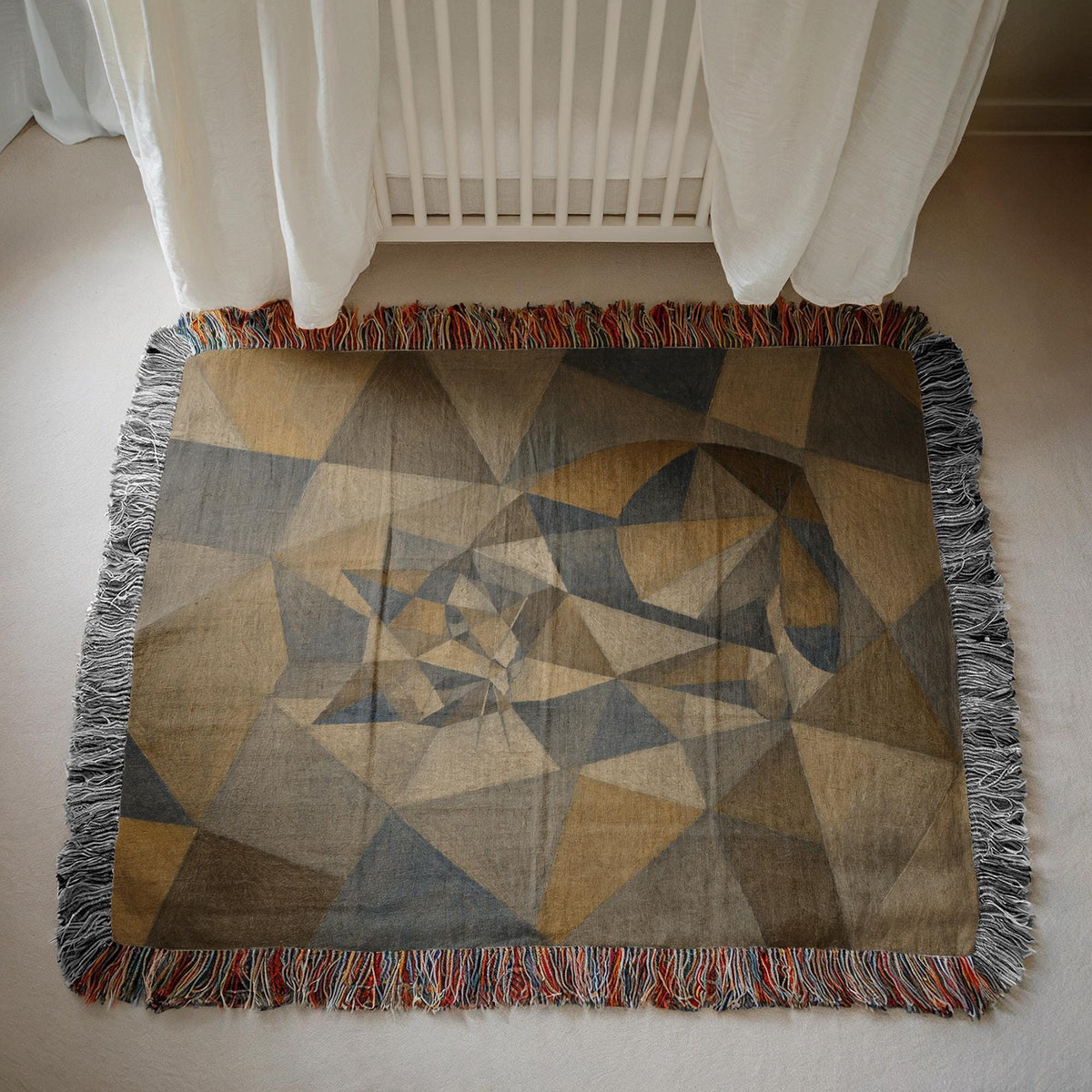 Geometric Cat Woven Blanket