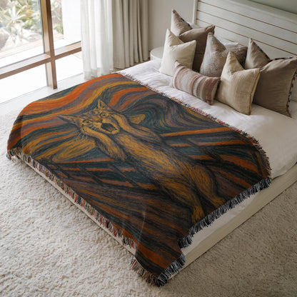 The Scream Cat Woven Blanket