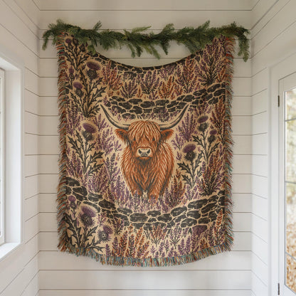 Highland Cow Woven Blanket