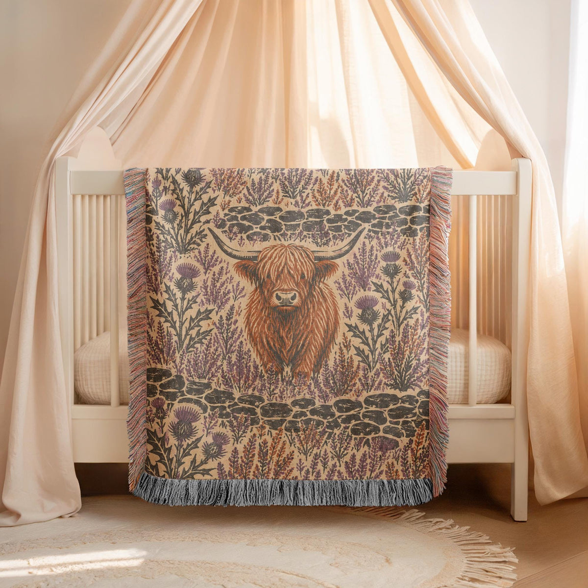 Highland Cow Woven Blanket
