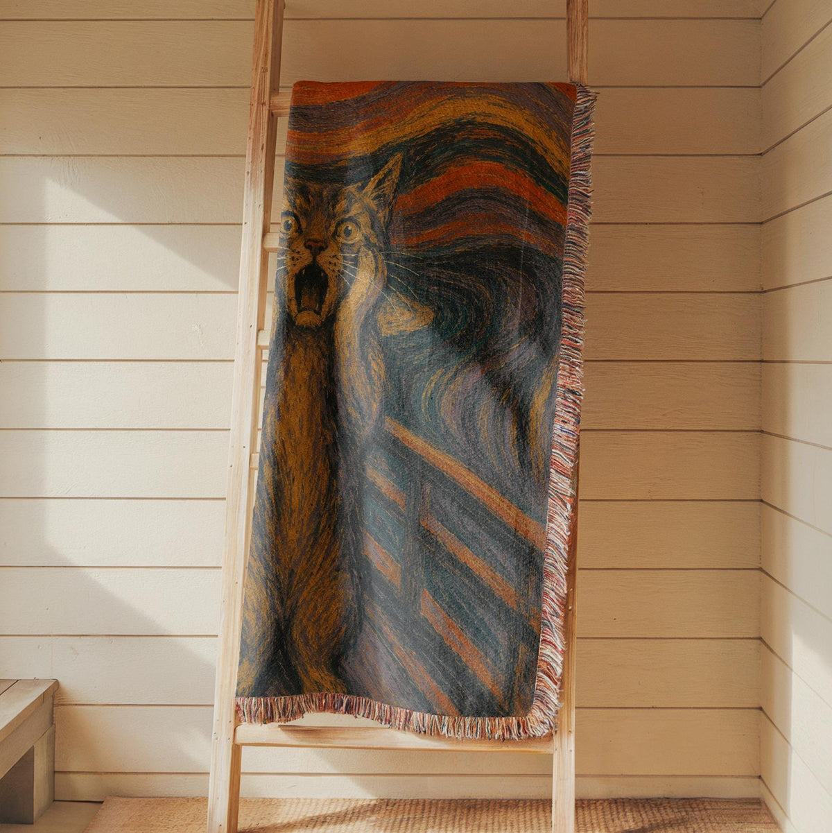 The Scream Cat Woven Blanket