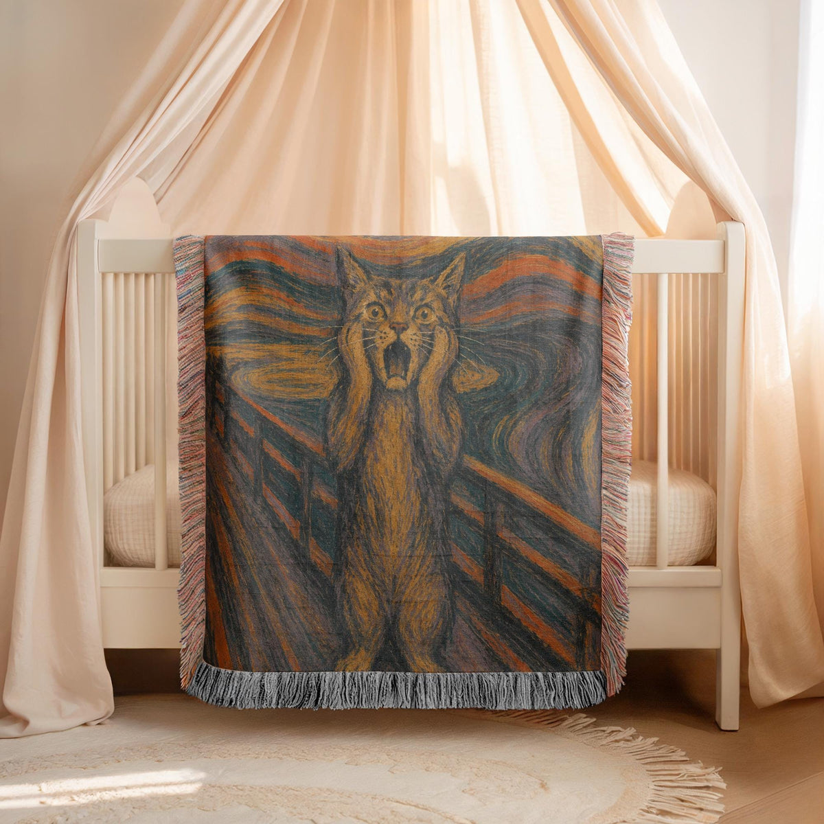 The Scream Cat Woven Blanket