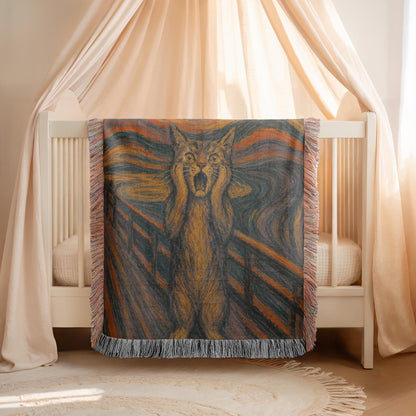 The Scream Cat Woven Blanket