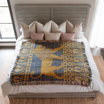 Babylonian Lion Woven Blanket