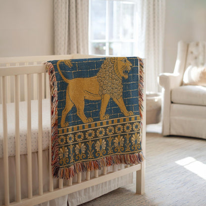 Babylonian Lion Woven Blanket