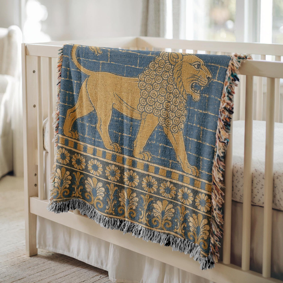 Babylonian Lion Woven Blanket
