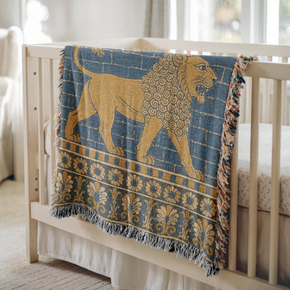 Babylonian Lion Woven Blanket