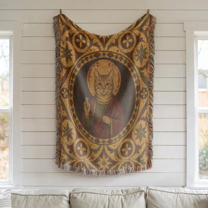 Saint Cat Woven Blanket