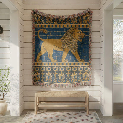 Babylonian Lion Woven Blanket