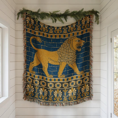 Babylonian Lion Woven Blanket