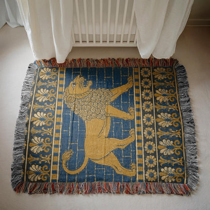 Babylonian Lion Woven Blanket