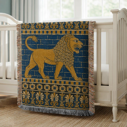 Babylonian Lion Woven Blanket