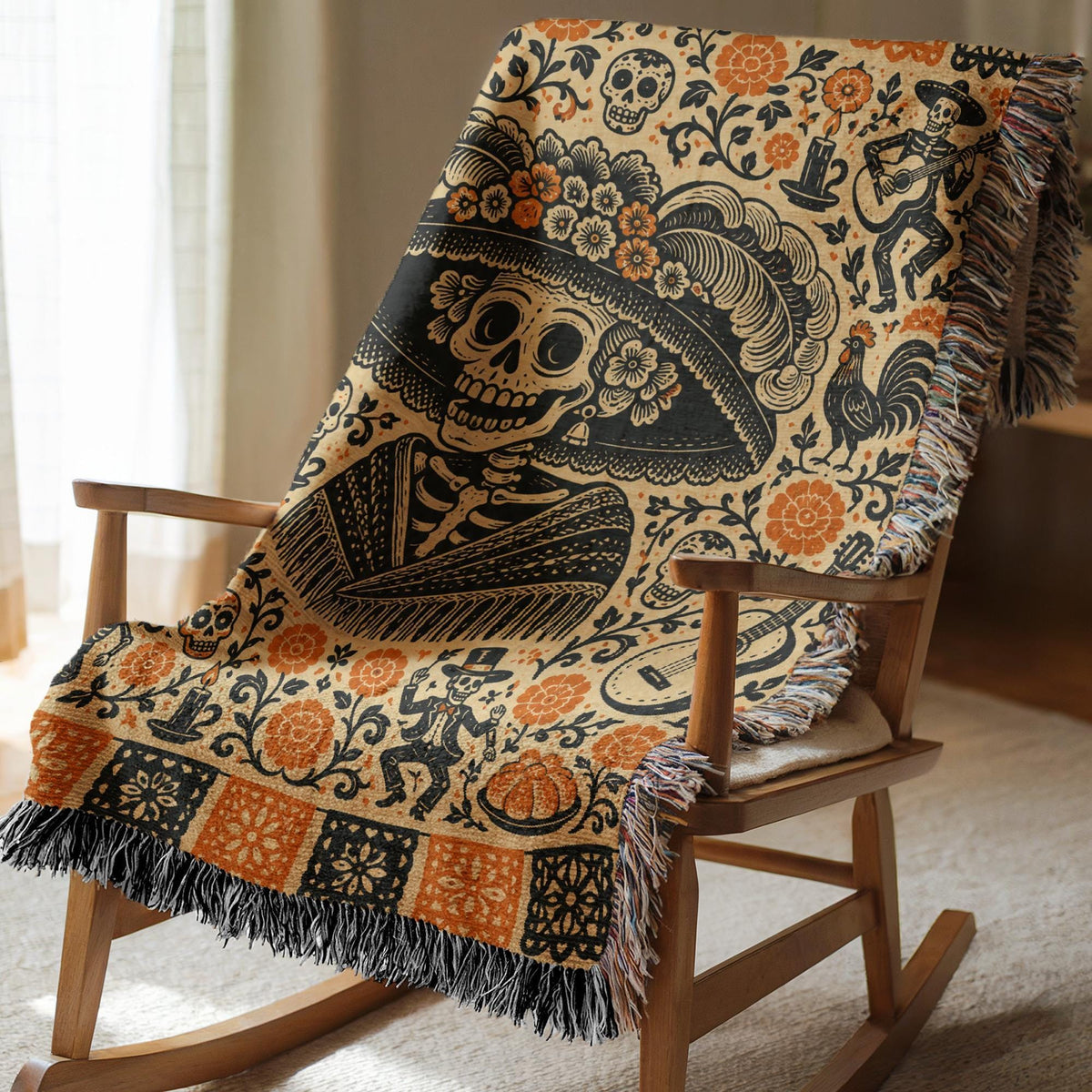 Day of the Dead Woven Blanket
