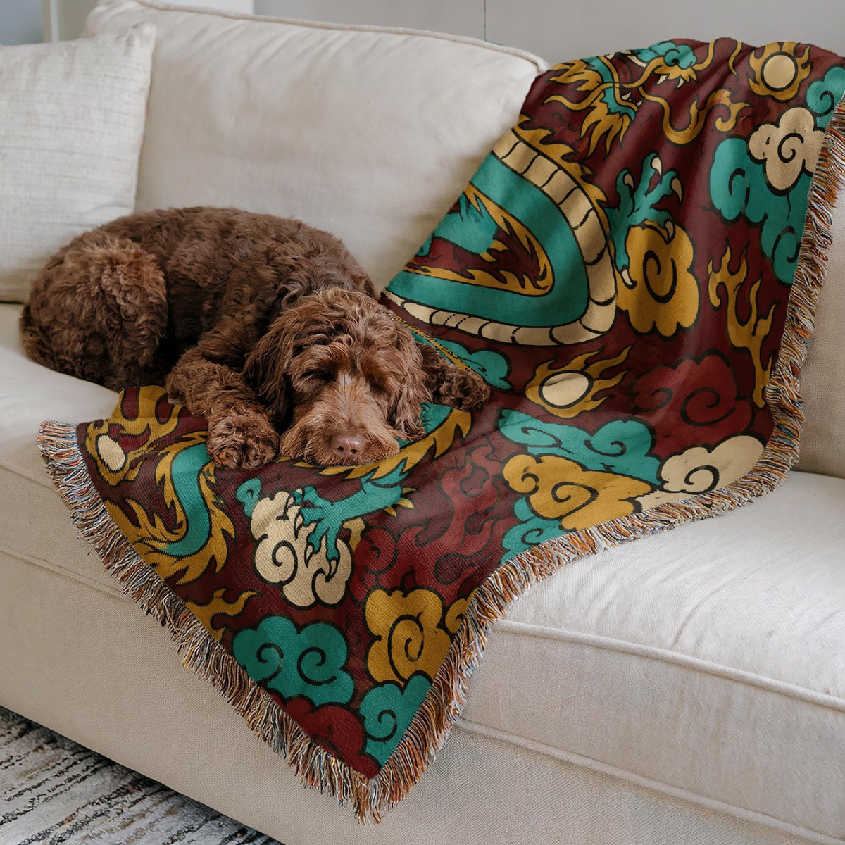Chinese Dragon Woven Blanket