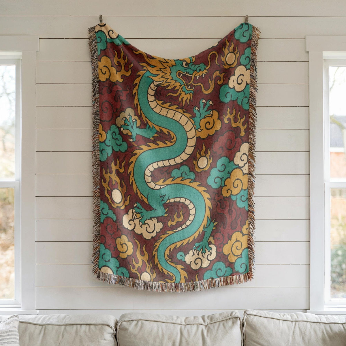 Chinese Dragon Woven Blanket