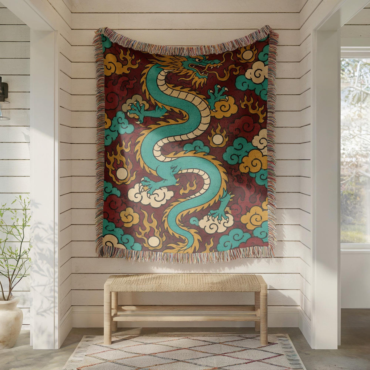Chinese Dragon Woven Blanket