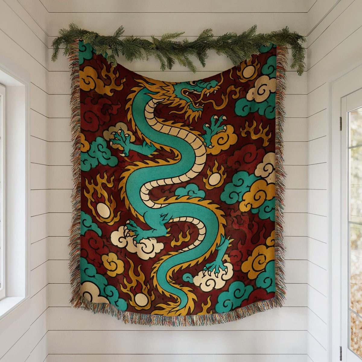 Chinese Dragon Woven Blanket