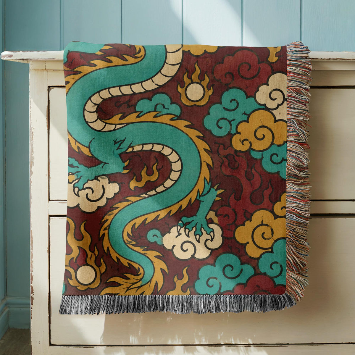 Chinese Dragon Woven Blanket