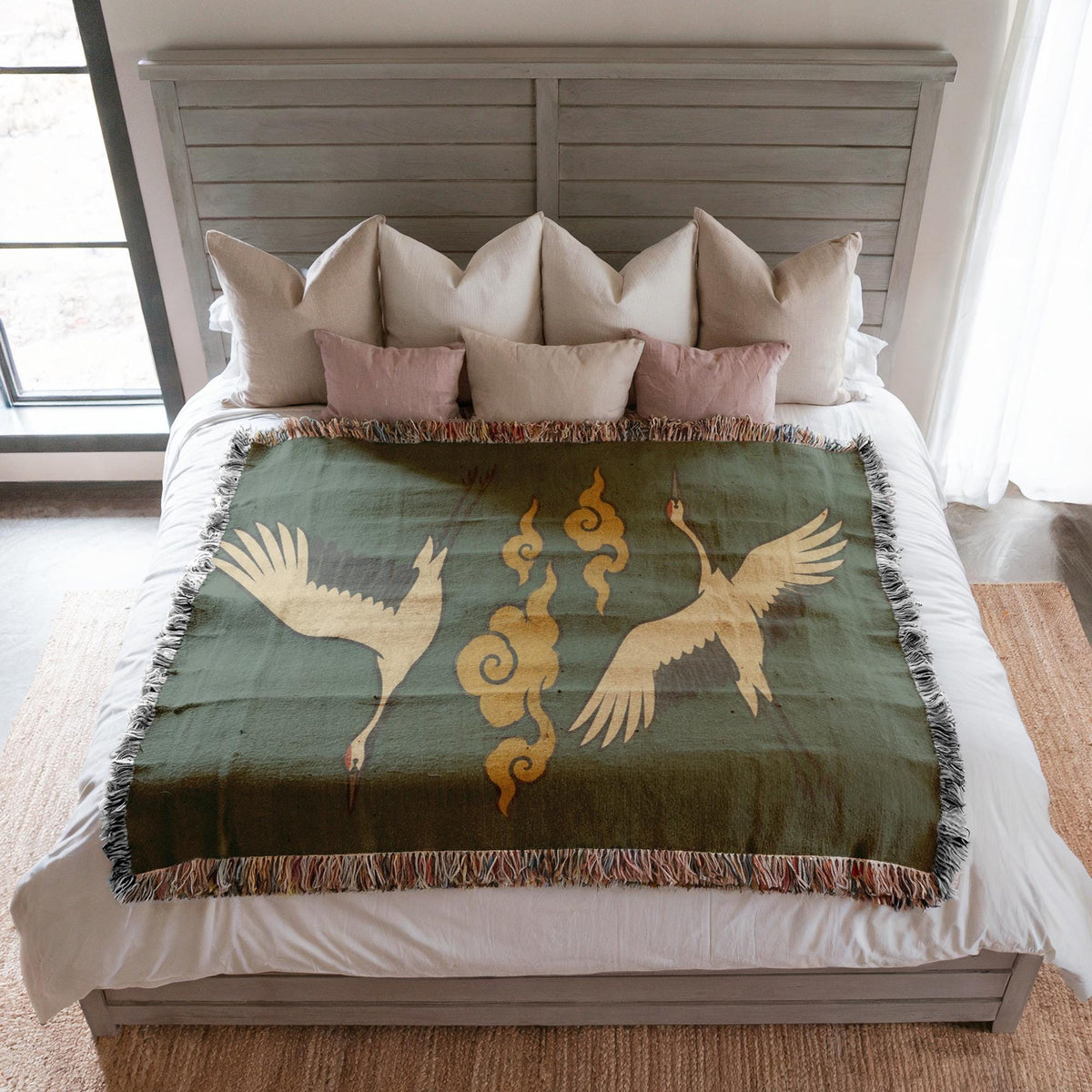 Flying Crane Woven Blanket