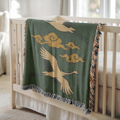 Flying Crane Woven Blanket