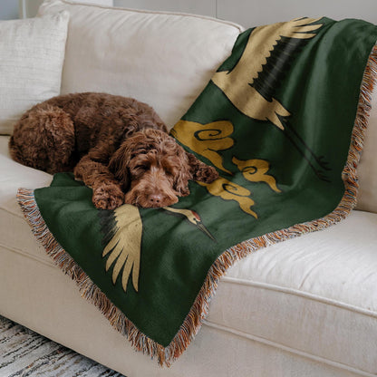 Flying Crane Woven Blanket
