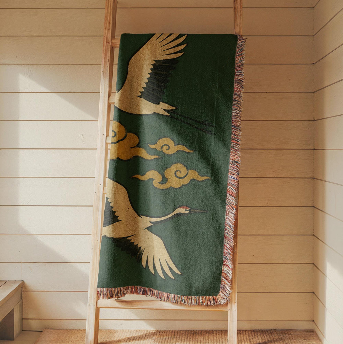Flying Crane Woven Blanket