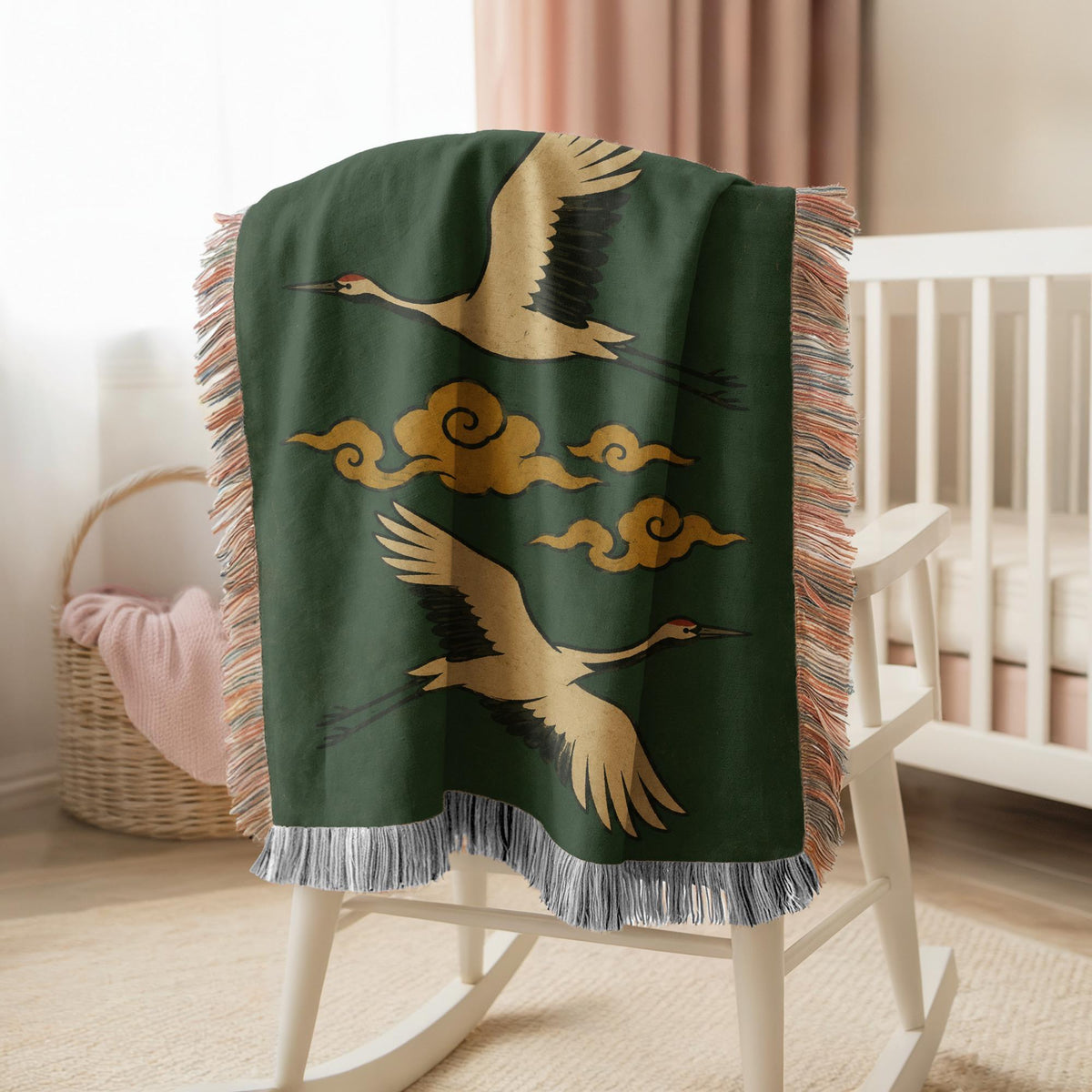 Flying Crane Woven Blanket