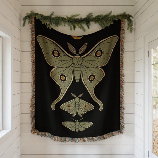 Luna Moth Woven Blanket