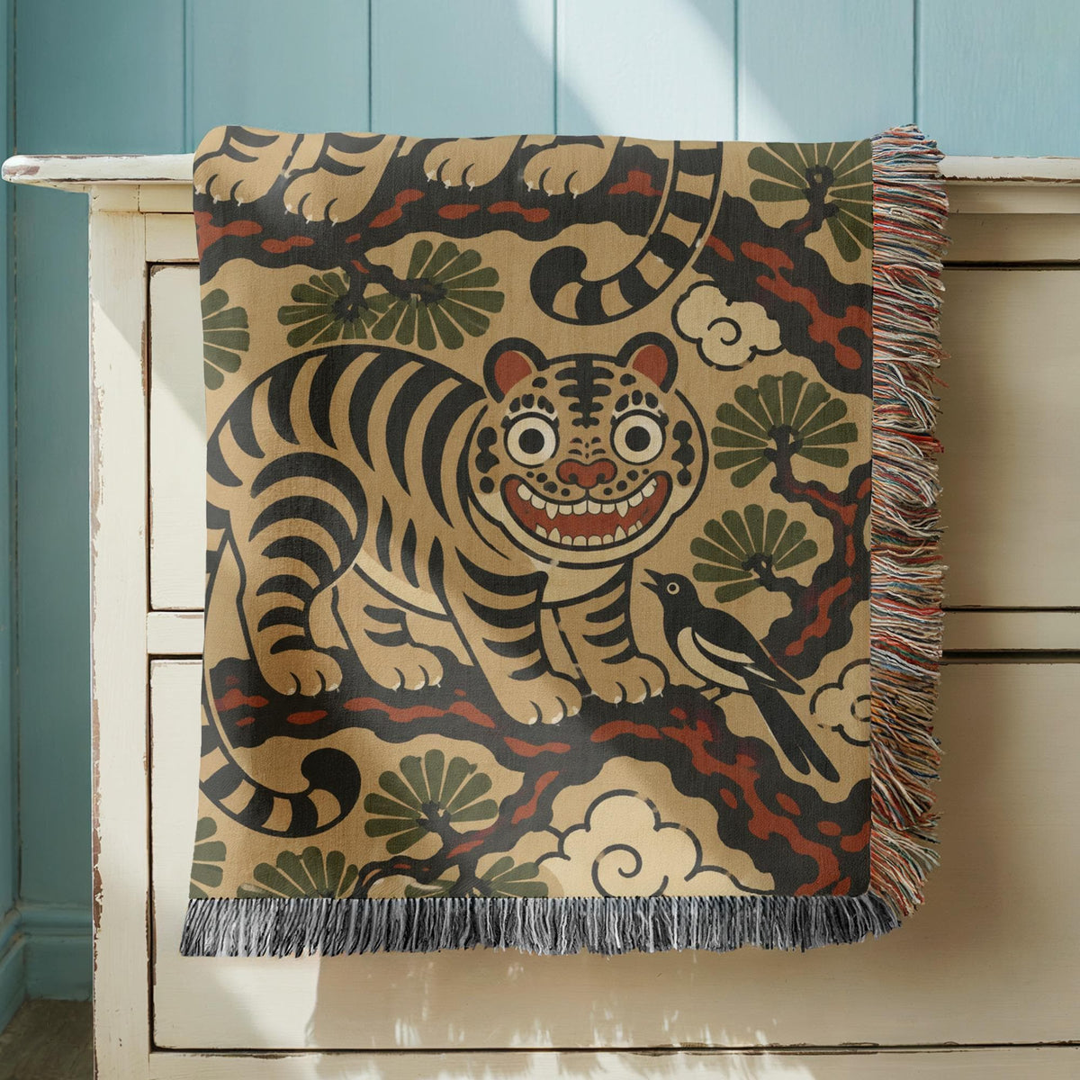 Korean Tiger Woven Blanket