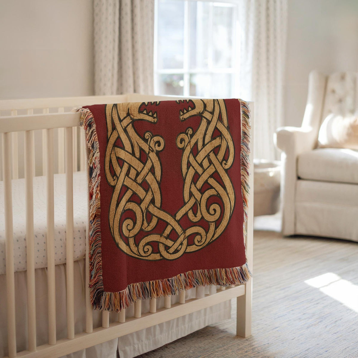 Viking Wolf Woven Blanket