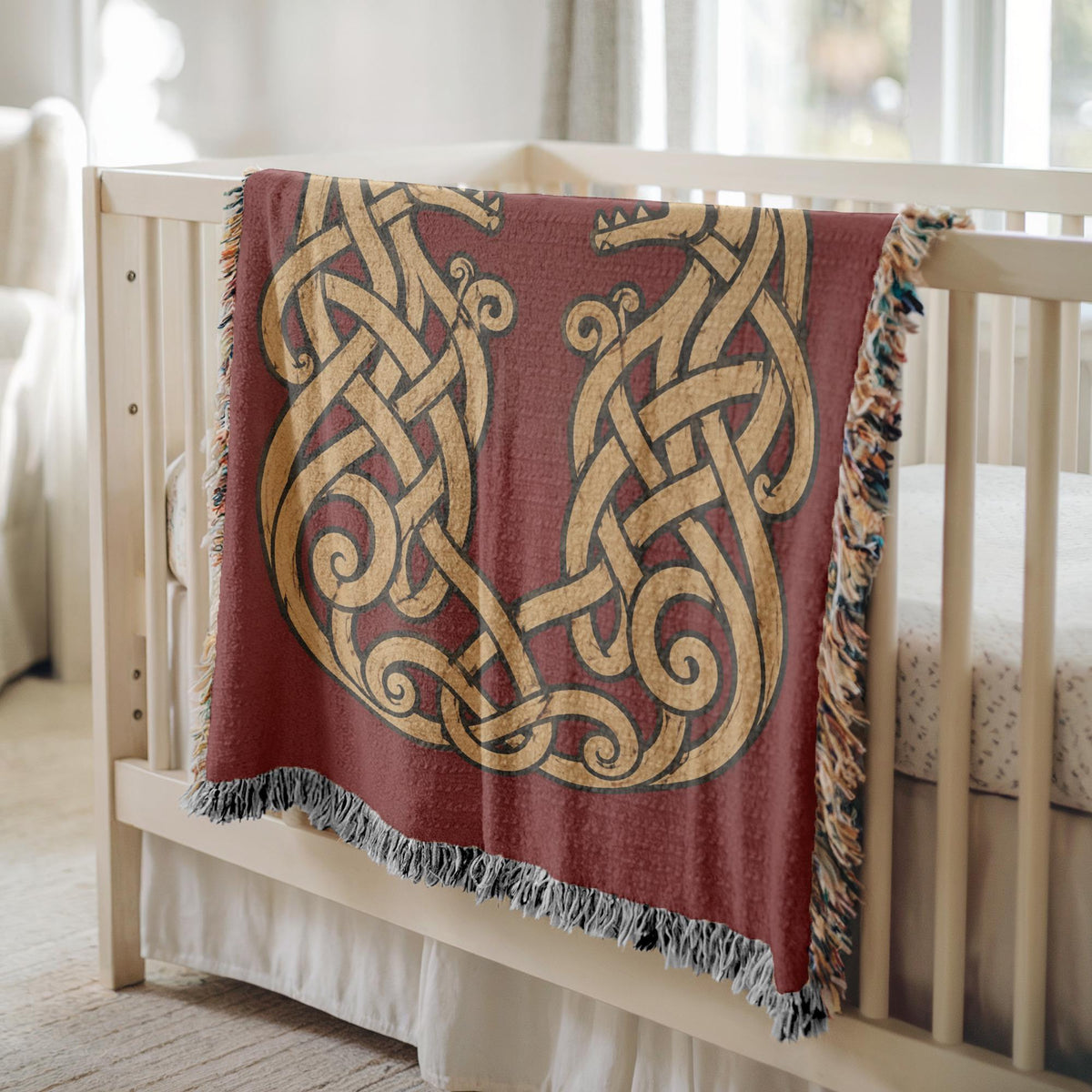 Viking Wolf Woven Blanket