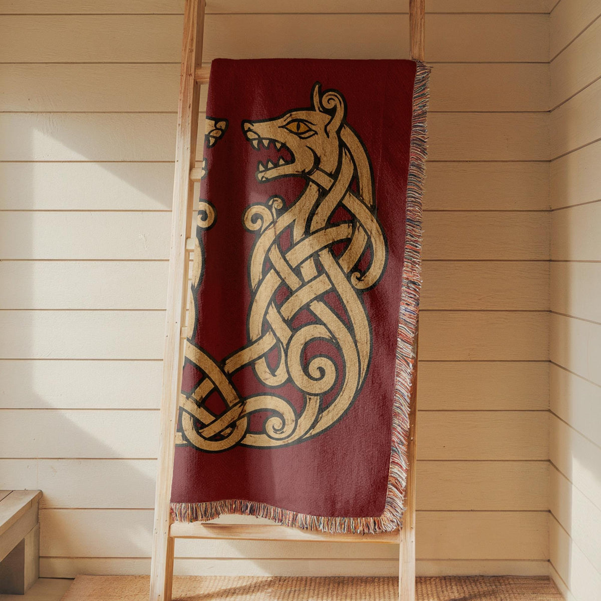 Viking Wolf Woven Blanket