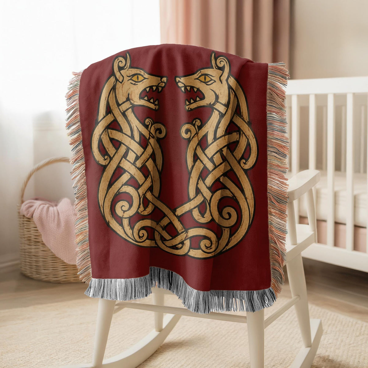Viking Wolf Woven Blanket