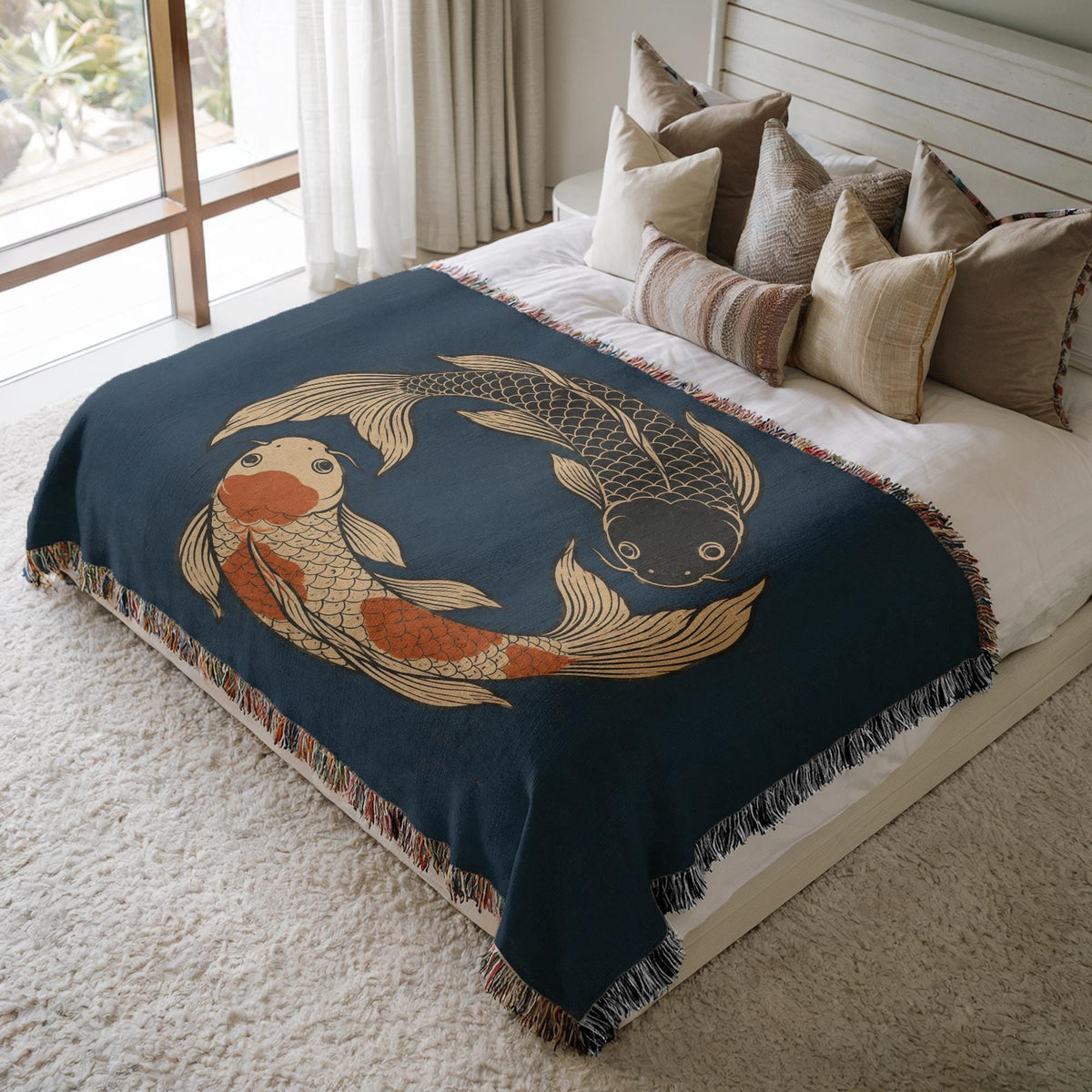 Koi Fish Woven Blanket