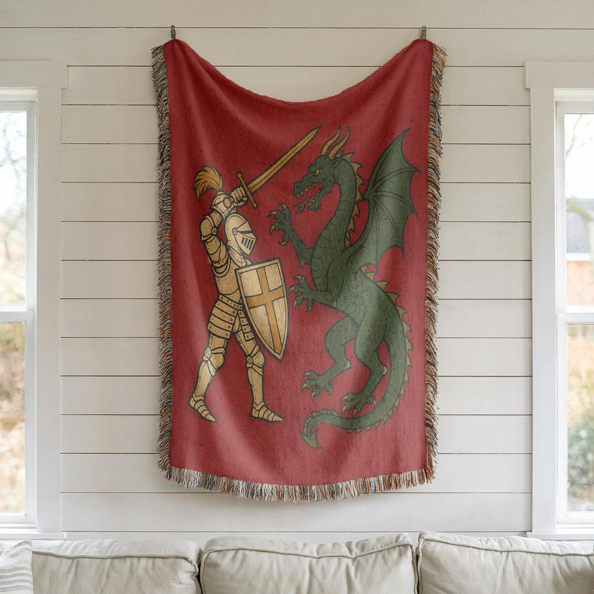Knight Dragon Woven Blanket