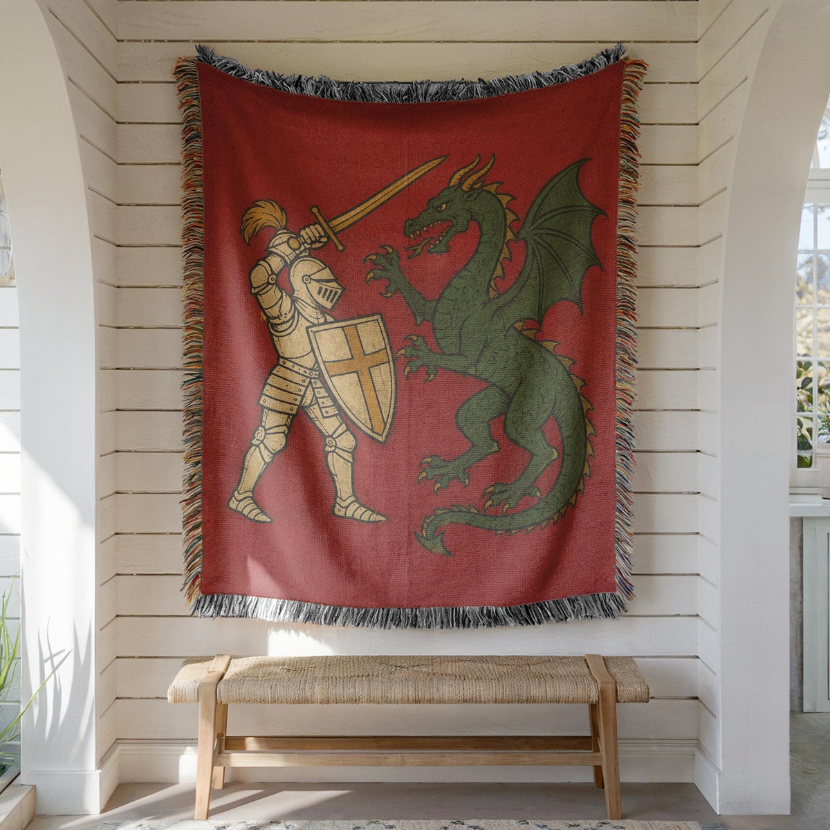 Knight Dragon Woven Blanket