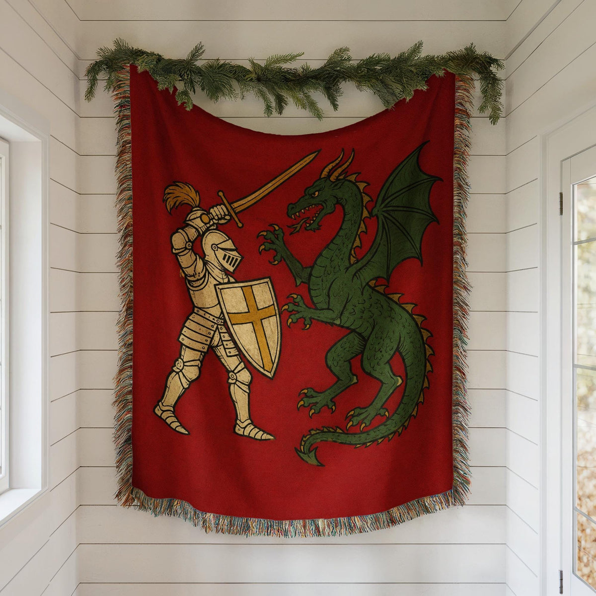 Knight Dragon Woven Blanket