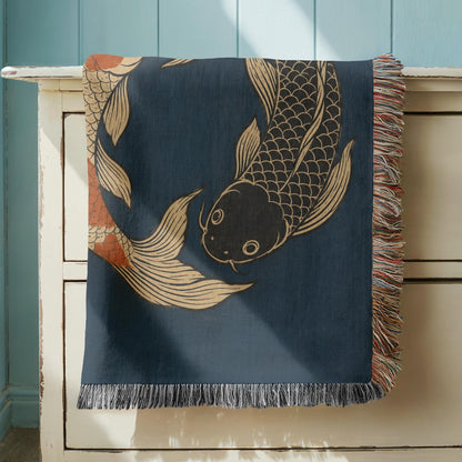 Koi Fish Woven Blanket