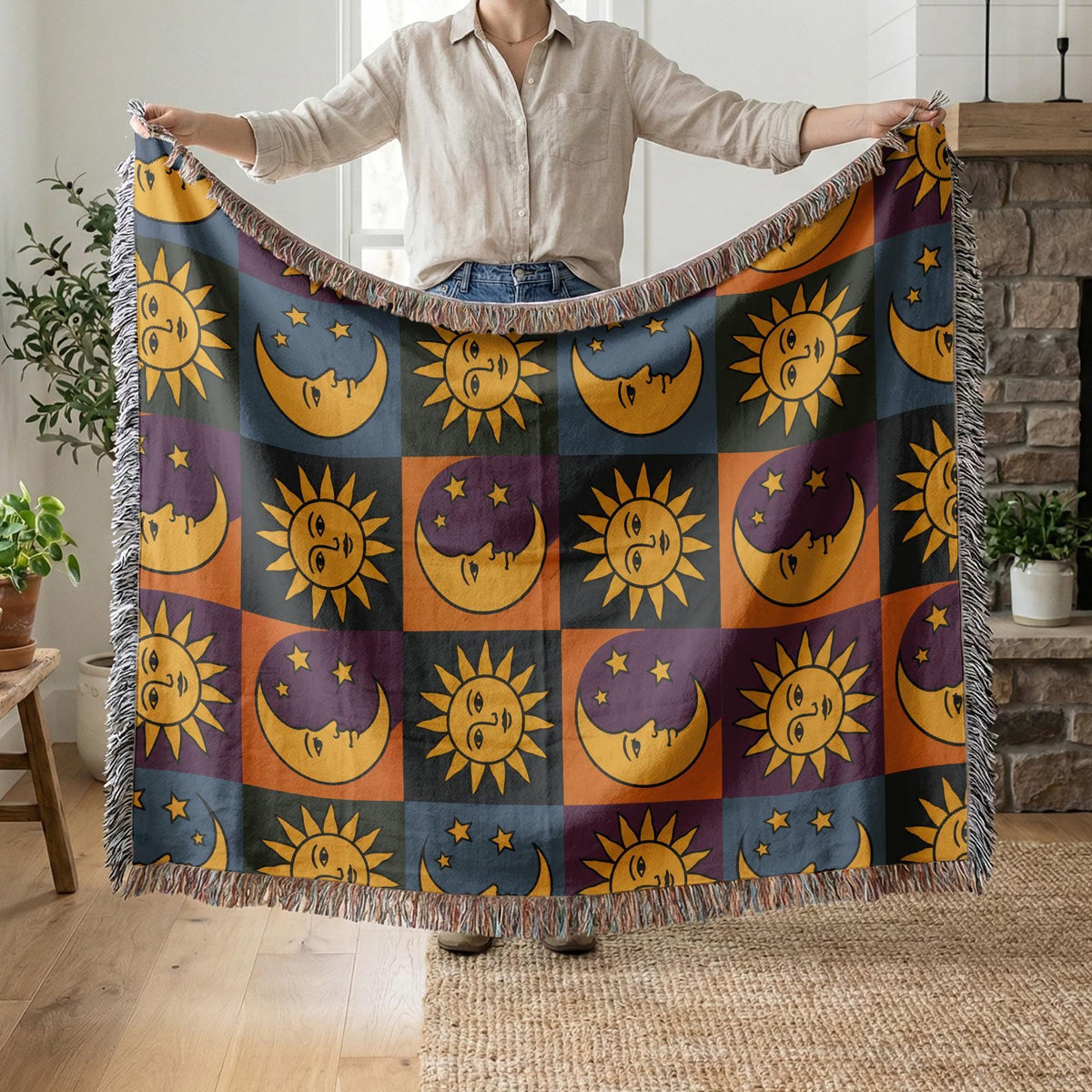 Sun and Moon Woven Blanket