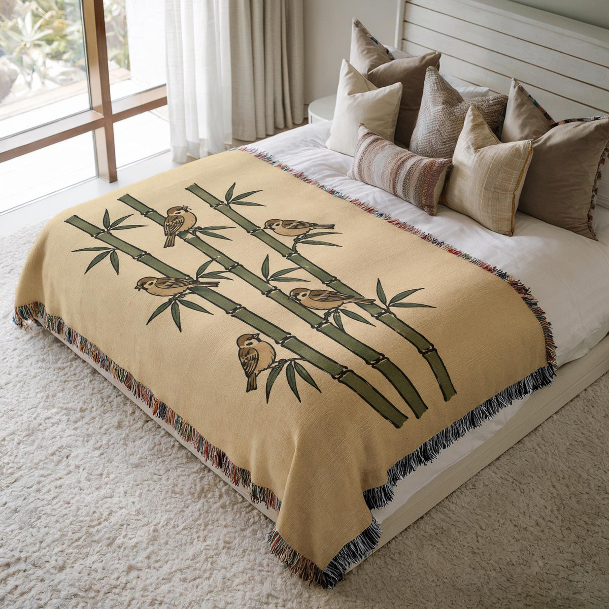 Bamboo Sparrow Woven Blanket